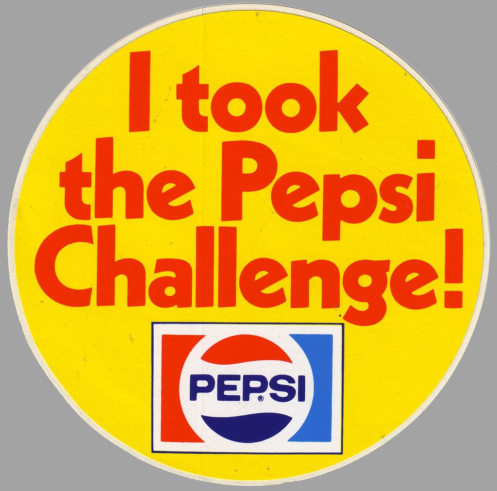 Immagine che mostra uno sticker con scritto: I took the Pepsi Challenge